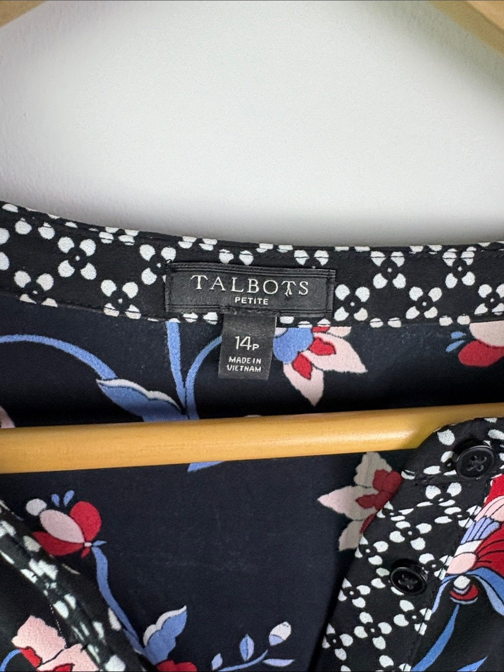 Talbots Floral Tie-Waist Long Sleeve Black Dress size 14p - Picture 7 of 8
